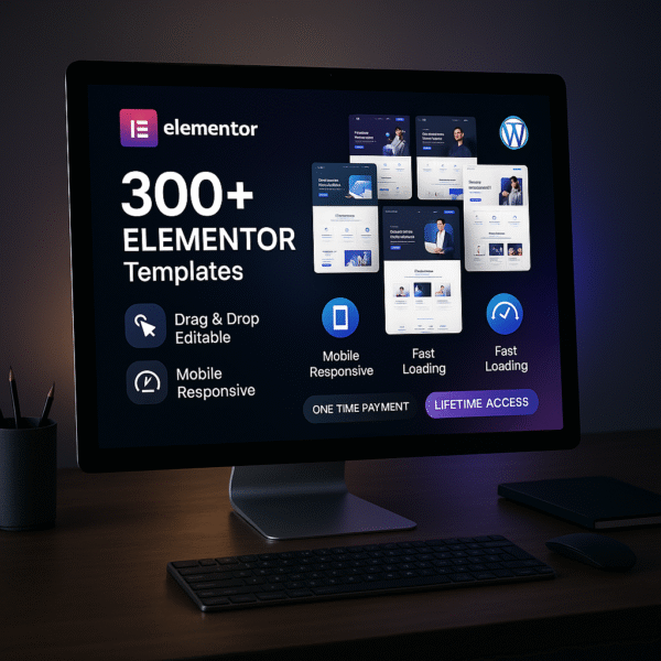 300+ Readymade Elementor Landing Page Templates with Bonuses – Drag & Drop Editable, Mobile Responsive, Fast Loading – Elementor Pro Website Kit Bundle for WordPress Web Designers